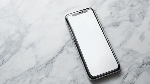 Smartphone Mockup on Marble Surface with Blank Screen.