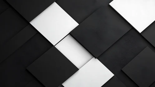 Monochrome geometric tiles with staggered layered depth.