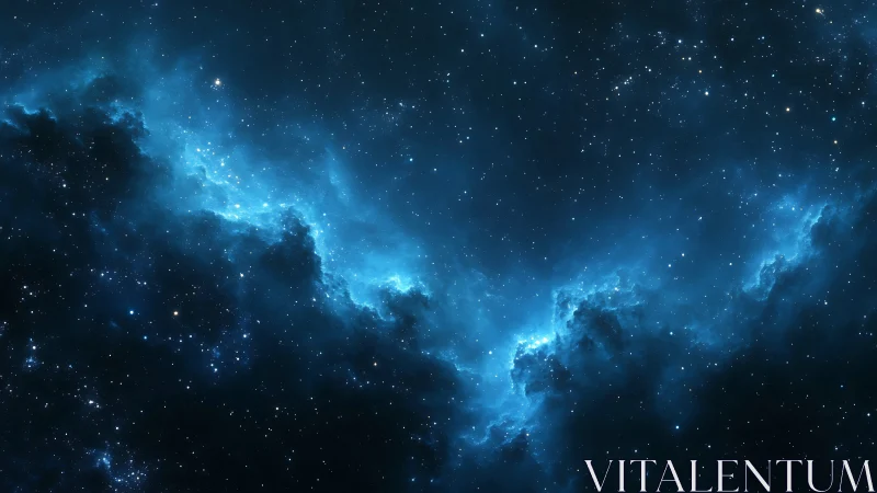 Gentle blue nebula opening a peaceful window to the stars.