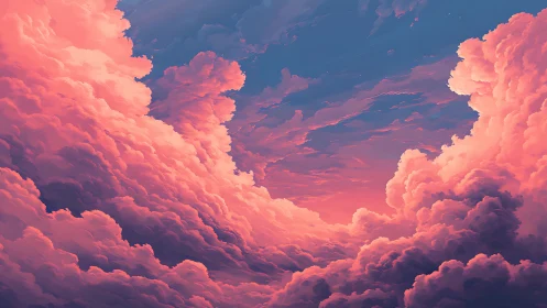Vivid pink sunset clouds filling a dramatic blue sky.