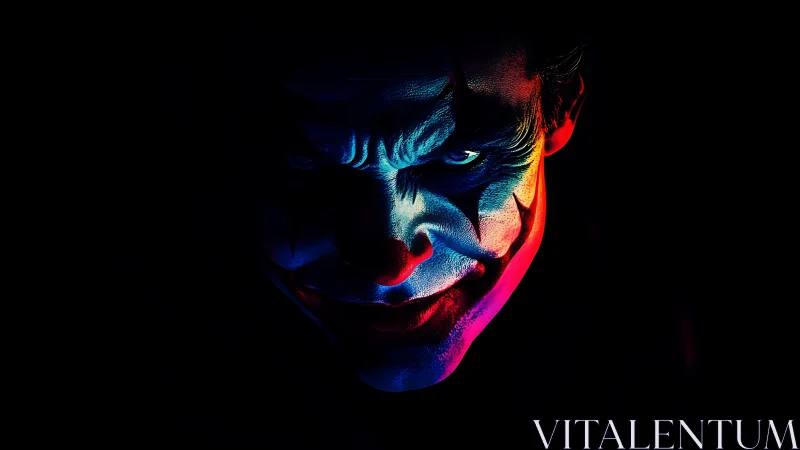 Chromatic low key portrait isolates sinister clown visage