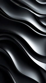 Fluid black metallic waves reveal sculpted reflective surfaces