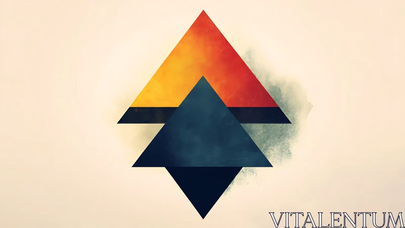 Bipolar geometric triangles with textured chromatic gradients.