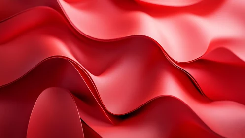 Flowing red silk fabric abstract background with smooth curves.