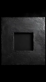 Quiet black square frame with richly textured depth.