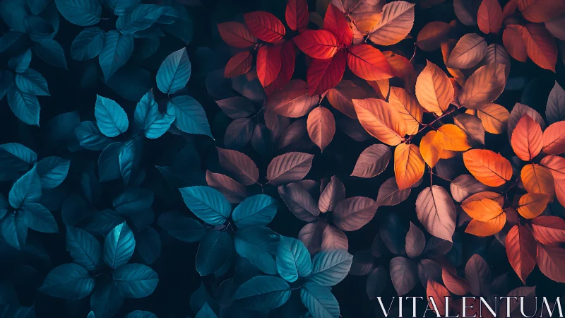 Colorful leaves glow softly in a poetic twilight garden