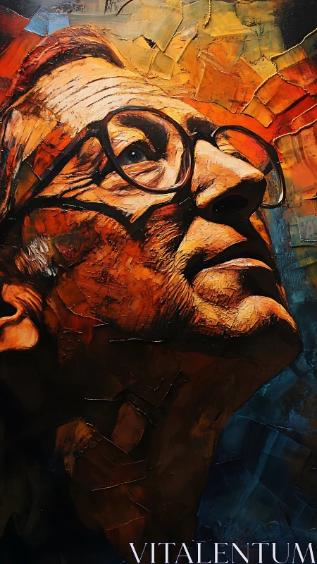 Weathered gaze carves constellations in molten color sky