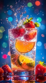 Prismatic Splash: Strawberry Symphony in Glass.