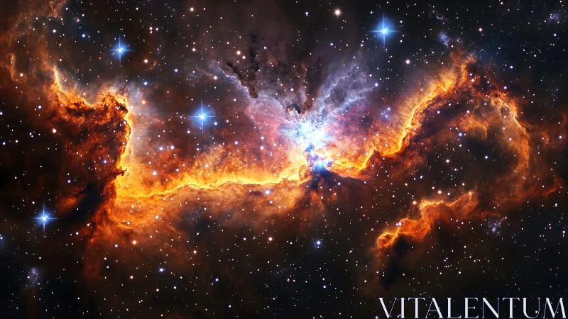 Star-forming nebula glows with bright orange ionized gas