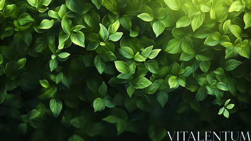 Dense green foliage pattern with layered overlapping leaves.