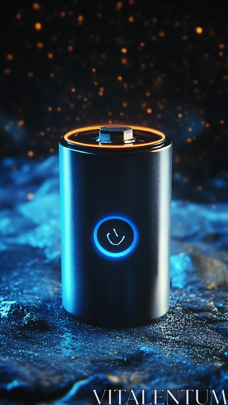 Futuristic Battery with Glowing Power Indicator.