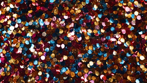 Dense field of multicolored circular glitter particles