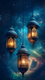 Starry night lanterns casting cozy celestial glow.