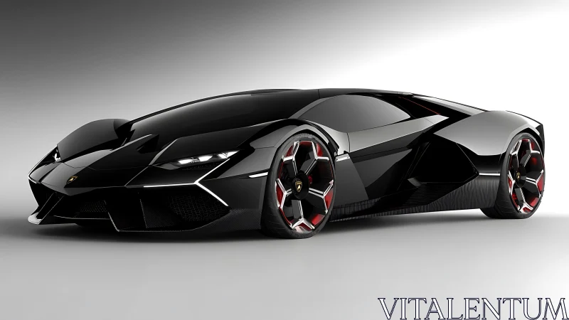 Sleek black supercar radiating futuristic street energy.