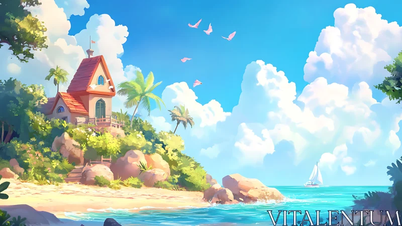 Tropical Island Dwelling with Chromatic Lighting and Volumetric Cloud Rendering Techniques