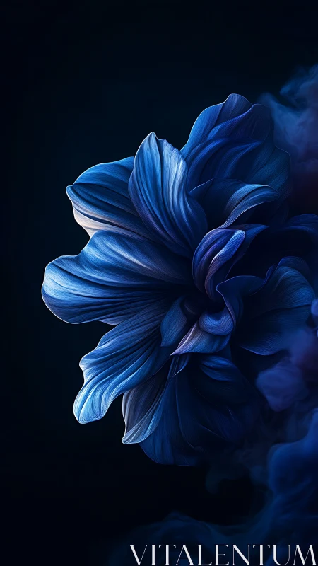 Ethereal Blue Bloom Dancing in Darkness.