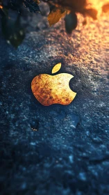 Apple Logo Illuminated by Golden Autumn Foliage Glow
