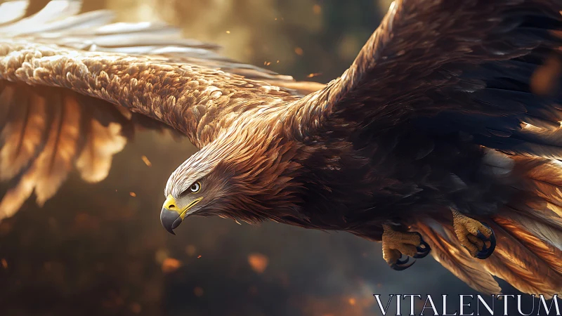 Majestic Golden Eagle in Flight, Dramatic Nature Photography.
