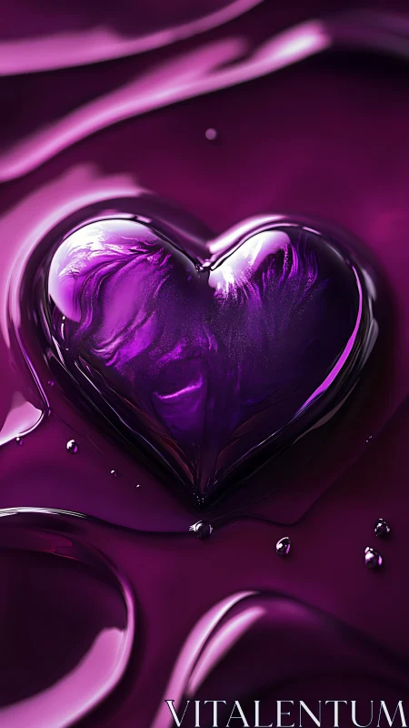 Liquid Amethyst Heart Pulses With Radiant Luminescence