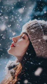 Winter daydreams beneath a gentle snowfall sky.