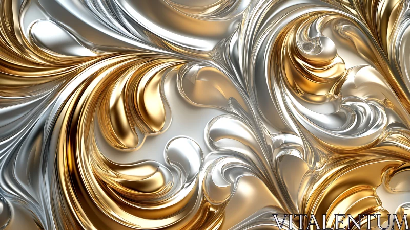 Parametric metallic swirl relief in gold and silver alloy