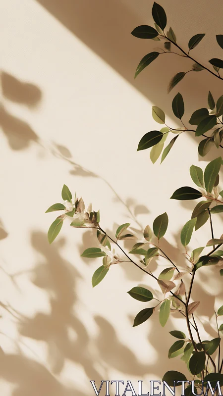 Minimal foliage study with warm directional sunlight shadows.