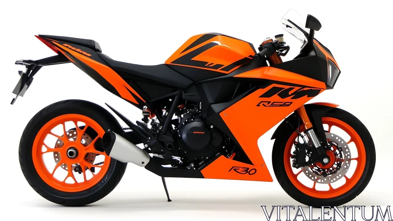 Orange sport motorcycle showcases full side racing profile