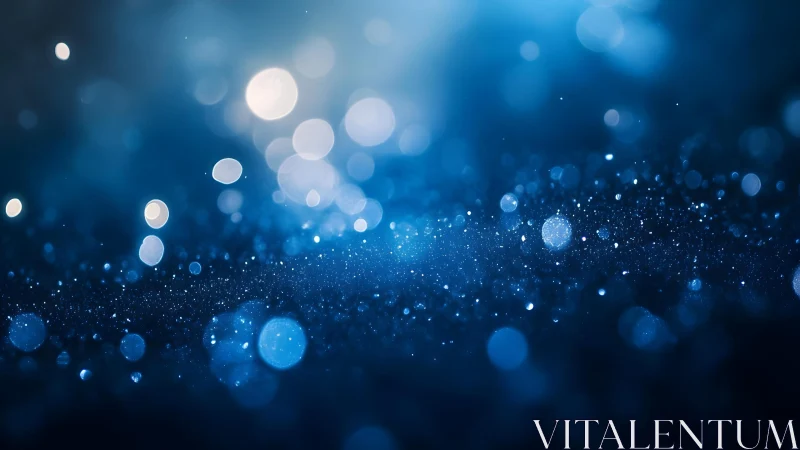 Dreamy Blue Bokeh Lights Abstract Background, Soft Focus Style.
