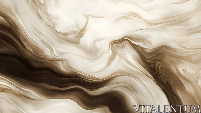 Layered sepia fluid dynamics form smooth marbled wave contours
