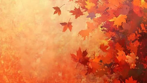 Digital illustration shows scattered autumn maple leaves