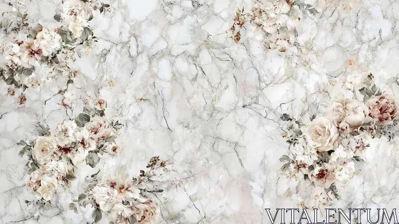 Soft peony clusters on marbled porcelain-style backdrop.