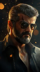 Smoldering action hero stands strong in glowing embers