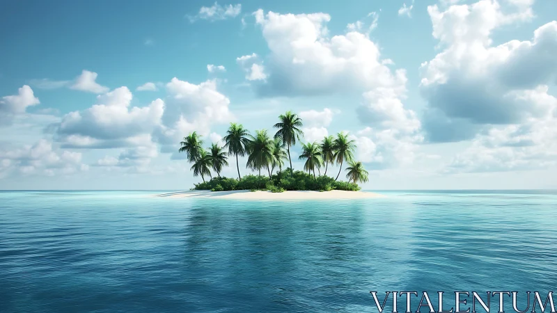 Tropical Island Paradise Emerging From Turquoise Ocean Waters.