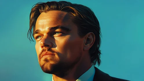 Hyperreal male portrait under cinematic golden hour lighting