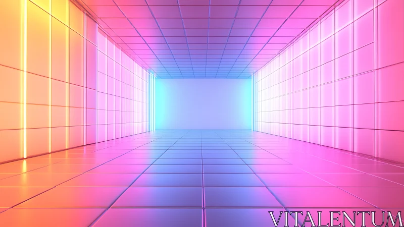 Neon corridor hums softly while colors race toward silence