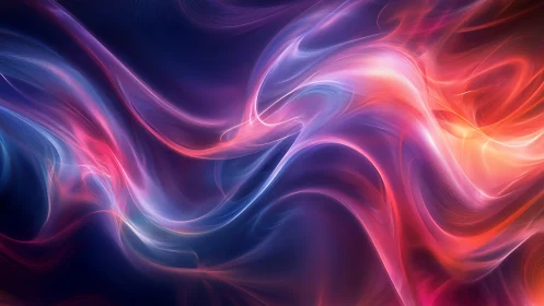 Neon light waves flow across deep cosmic gradient field.