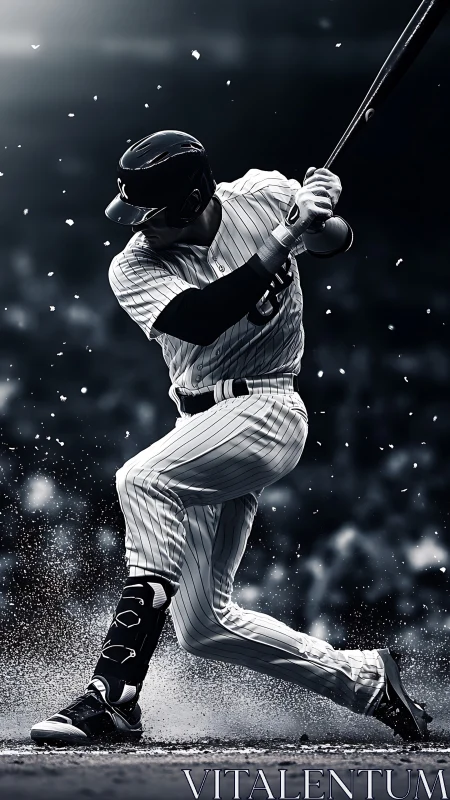 Right-handed baseball hitter in dynamic follow-through swing