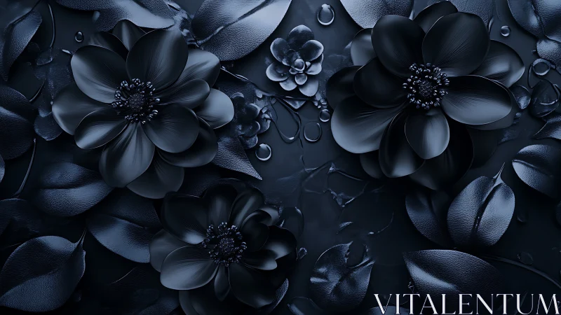 Layered monochromatic floral composition with gradient lighting and textural surface treatment.