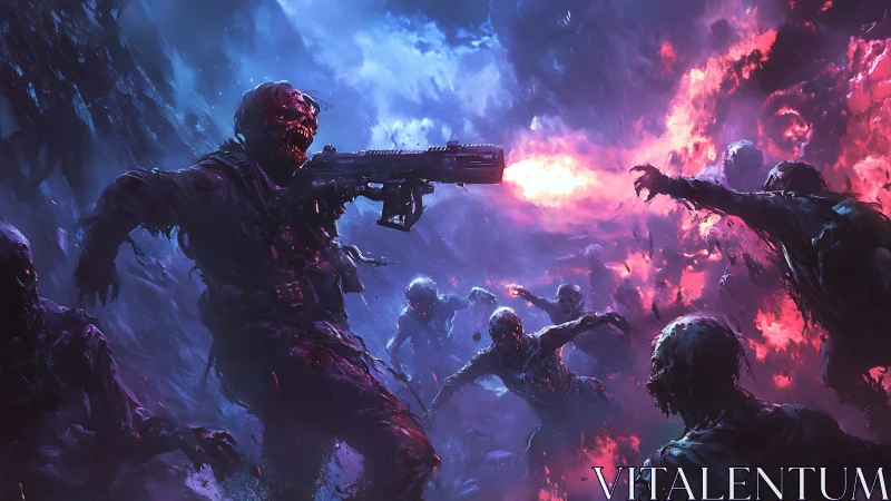 Neon trench fighter carving paths through cosmic zombies.