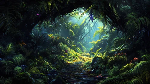 Luminous Jungle Path Through Paradise.