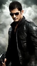 Shadowed streets hero in black leather and cool resolve.