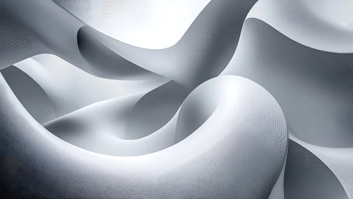 Flowing Abstract White and Silver Curves in Minimalist Digital Art.
