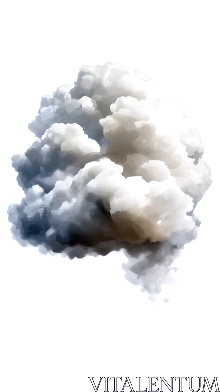 Digital painting of dense cloud mass on white background.
