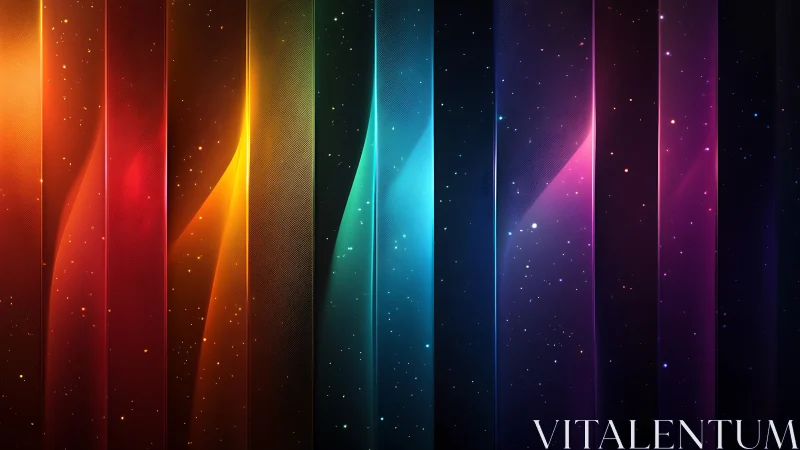 Vertical chromatic light panels form a gradient spectral field