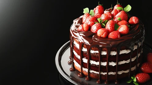Chocolate Layer Cake with Fresh Raspberry Garnish