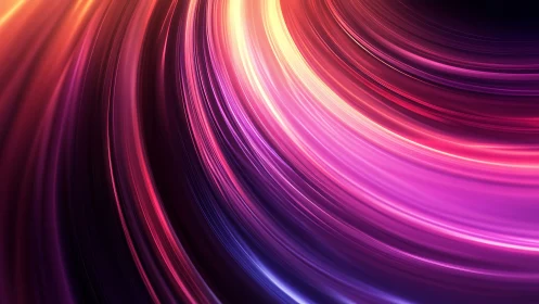 Luminous magenta light trails curve across a deep void