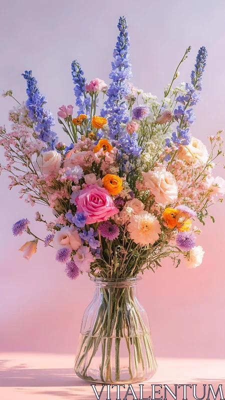 Vibrant Floral Arrangement in Glass Vase.
