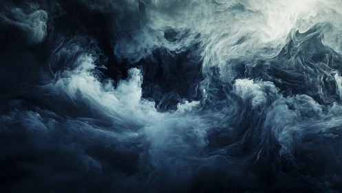 Ethereal stormcloud vortex in deep teal monochrome palette.