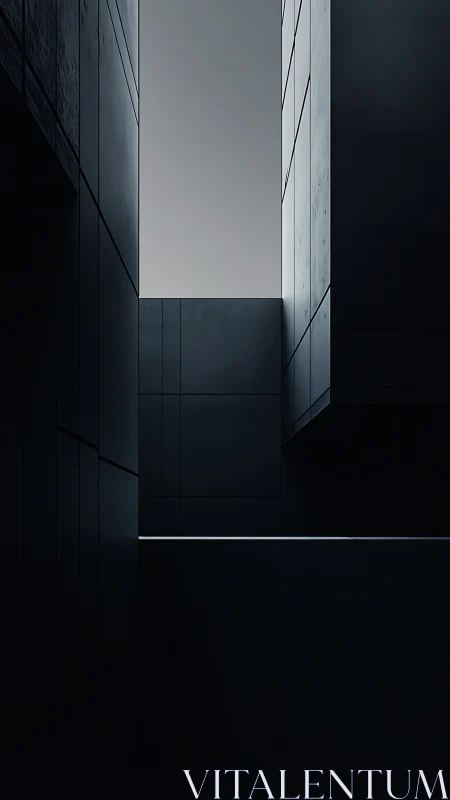 Monolithic dark corridor isolates sky within minimal planes