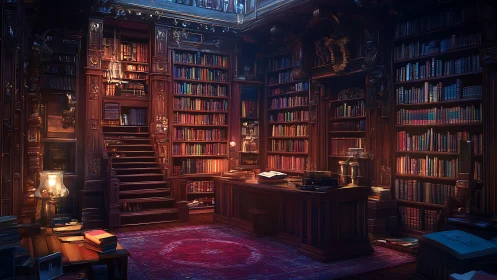 Cozy magical library filled with stories, secrets, and warmth.